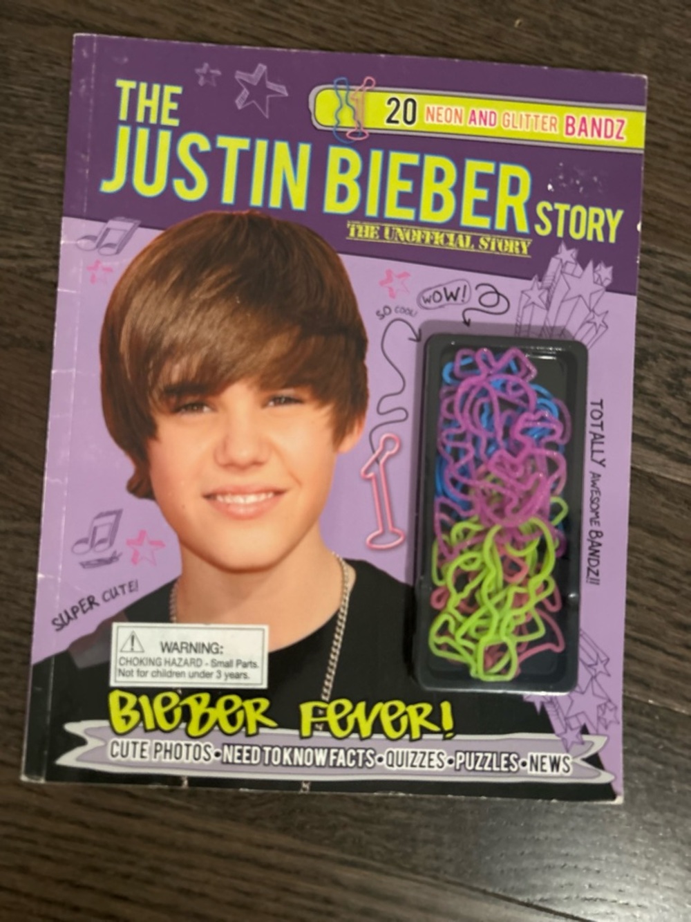 Justin Bieber Purple Cover Book with Pink and Lime Green Accents